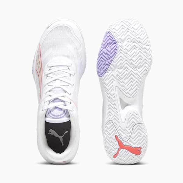 Accelerate Turbo Racquet Sports Shoes, PUMA White-Fire Orchid-Vivid Violet-Sedate Gray, extralarge