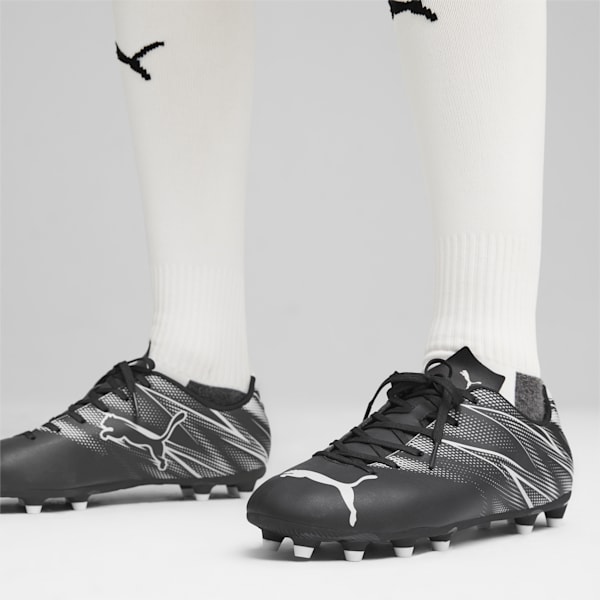 ATTACANTO Firm Ground/Artificial Ground Men's Soccer Cleats, PUMA Black-Silver Mist, extralarge