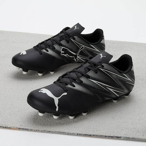 ATTACANTO FG/AG Men's Lightweight Football Boots, PUMA Black-Silver Mist, extralarge-IND