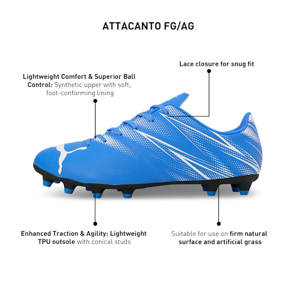 ATTACANTO FG/AG Men's Lightweight Football Boots, Bluemazing-PUMA White, extralarge-IND