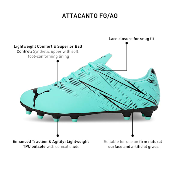 ATTACANTO FG/AG Men's Lightweight Football Boots, Electric Peppermint-PUMA Black, extralarge-IND