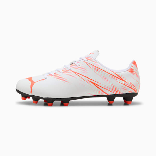 ATTACANTO Firm Ground/Artificial Ground Men's Soccer Cleats, PUMA White-Glowing Red, extralarge