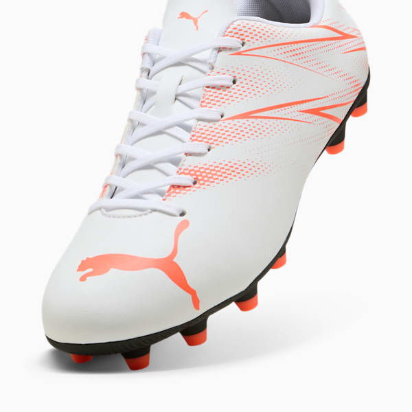 ATTACANTO Firm Ground/Artificial Ground Men's Soccer Cleats, PUMA White-Glowing Red, extralarge