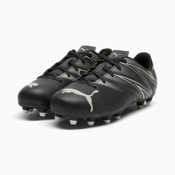 ATTACANTO FG/AG Big Kids' Soccer Cleats, PUMA Black-Silver Mist, extralarge