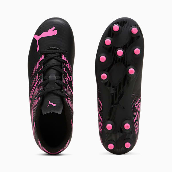 ATTACANTO Firm Ground/Artifical Ground Kids' Soccer Cleats, PUMA Black-Poison Pink, extralarge