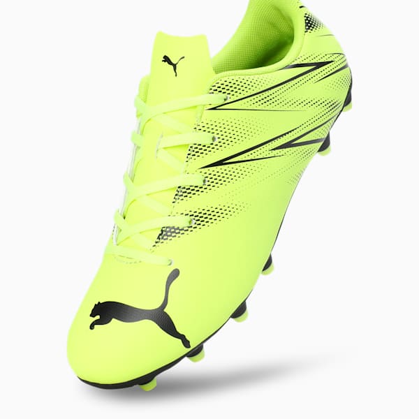 ATTACANTO FG/AG Youth Football Boots, Electric Lime-PUMA Black, extralarge-IND