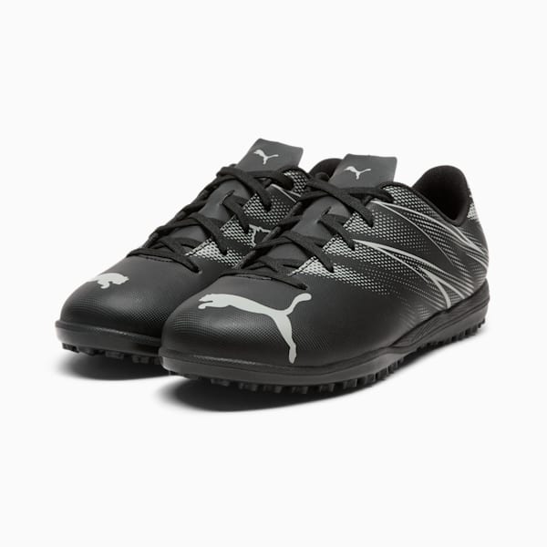 ATTACANTO Turf Trainer Kids' Soccer Cleats, PUMA Black-Silver Mist, extralarge