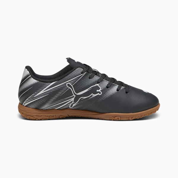 ATTACANTO Indoor Trainer Kids' Soccer Cleats, PUMA Black-Silver Mist, extralarge