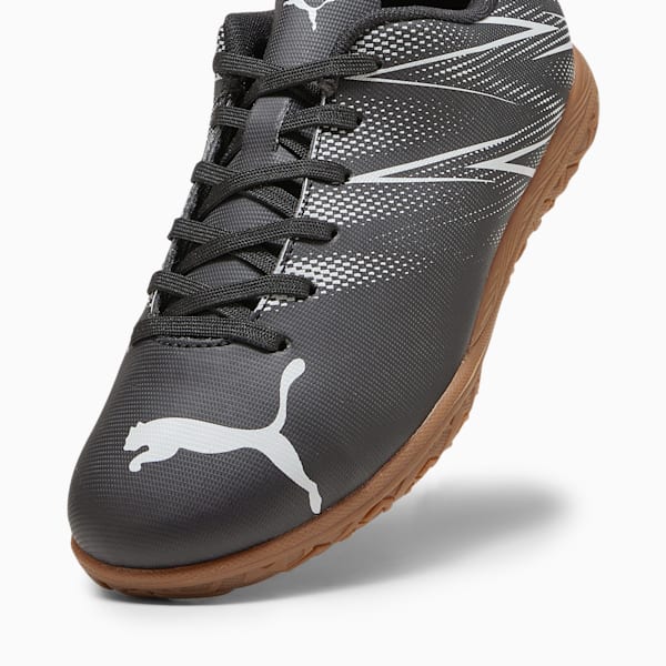 Tacos de futbol ATTACANTO IT para adolescentes, PUMA Black-Silver Mist, extralarge