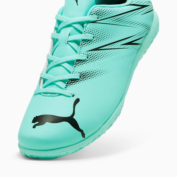 Tacos de futbol ATTACANTO IT para adolescentes, Electric Peppermint-PUMA Black, extralarge