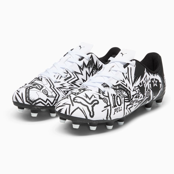 Chaussures de soccer à crampons PUMA x CHRISTIAN PULISIC TACTO II pour surfaces dures et artificielles Enfant, PUMA White-PUMA Black, extralarge