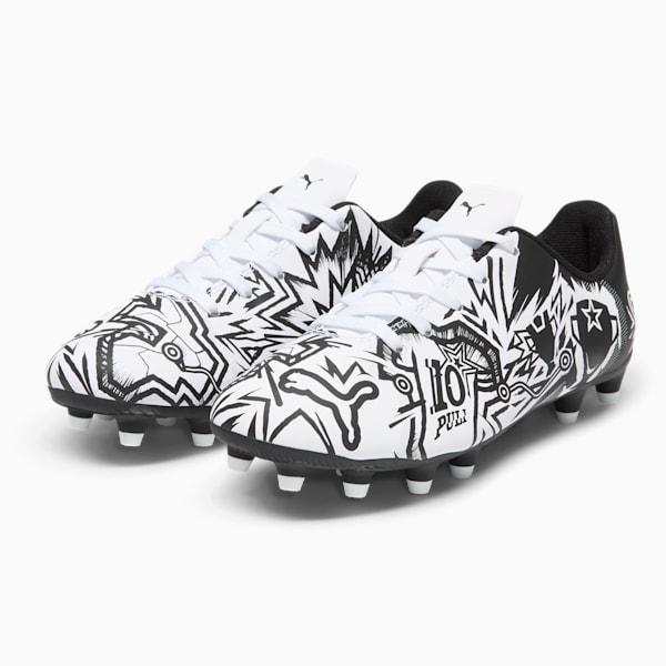 PUMA x CHRISTIAN PULISIC TACTO II Firm Ground/Artificial Ground Kids' Soccer Cleats, PUMA White-PUMA Black, extralarge