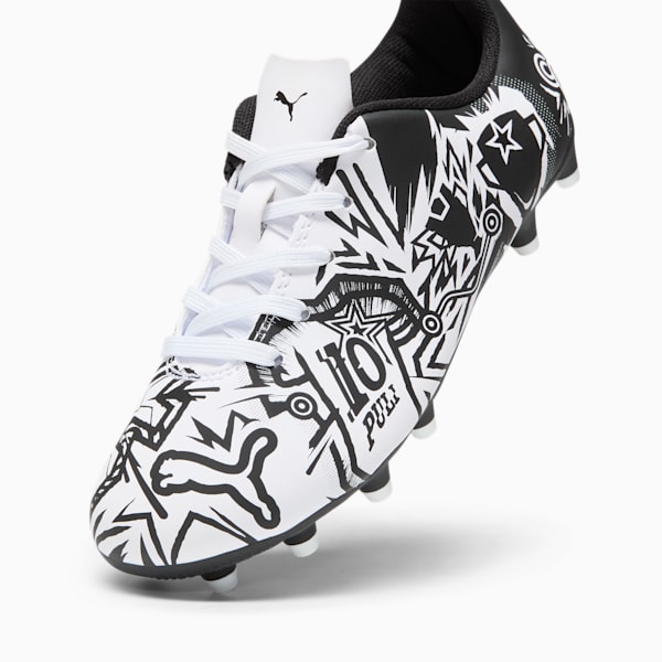 PUMA x CHRISTIAN PULISIC TACTO II Firm Ground/Artificial Ground Kids' Soccer Cleats, PUMA White-PUMA Black, extralarge
