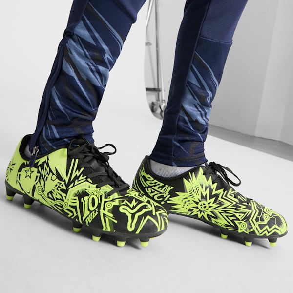 PUMA x CHRISTIAN PULISIC TACTO II Firm Ground/Artificial Ground Kids' Soccer Cleats, PUMA Black-Electric Lime, extralarge