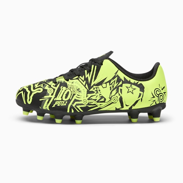 PUMA x CHRISTIAN PULISIC TACTO II Firm Ground/Artificial Ground Kids' Soccer Cleats, PUMA Black-Electric Lime, extralarge
