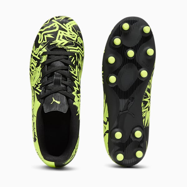 PUMA x CHRISTIAN PULISIC TACTO II FG/AG Big Kids' Soccer Cleats, PUMA Black-Electric Lime, extralarge