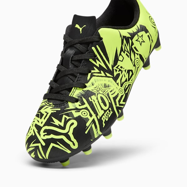 PUMA x CHRISTIAN PULISIC TACTO II Firm Ground/Artificial Ground Kids' Soccer Cleats, PUMA Black-Electric Lime, extralarge