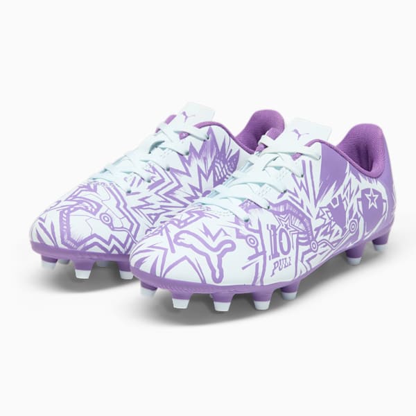 PUMA x CHRISTIAN PULISIC TACTO II FG/AG Big Kids' Soccer Cleats, Dewdrop-Ultraviolet, extralarge