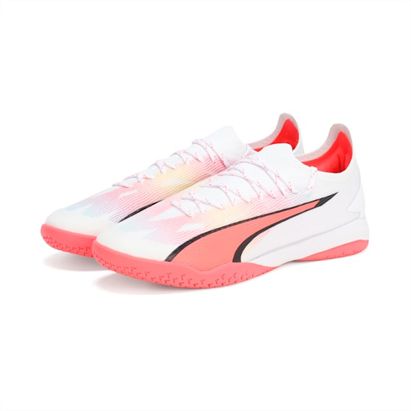 メンズ ウルトラ アルティメット IT サッカー トレーニング シューズ, PUMA White-PUMA Black-Fire Orchid, extralarge-JPN