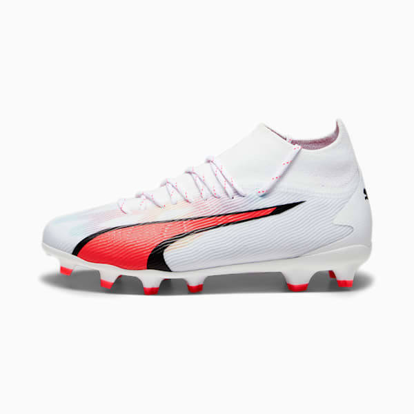 ULTRA PRO FG/AG Youth Football Boots, PUMA White-PUMA Black-Fire Orchid, extralarge-GBR
