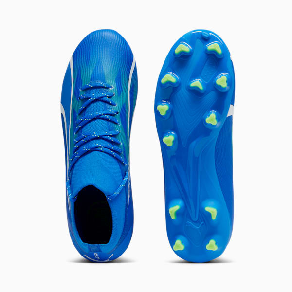 ULTRA PRO Firm Ground/Artificial Ground Kids' Soccer Cleats, Ultra Blue-PUMA White-Pro Green, extralarge