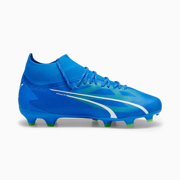 ULTRA PRO Firm Ground/Artificial Ground Kids' Soccer Cleats, Ultra Blue-PUMA White-Pro Green, extralarge