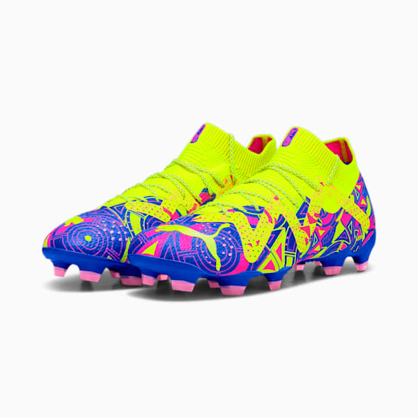 FUTURE ULTIMATE ENERGY FG/AG Football Boots, Ultra Blue-Yellow Alert-Luminous Pink, extralarge-GBR