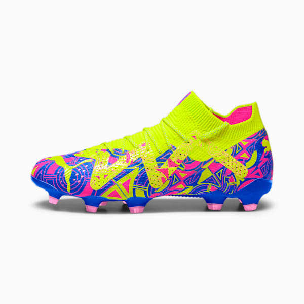 FUTURE ULTIMATE ENERGY FG/AG Men's Soccer Cleats, Ultra Blue-Yellow Alert-Luminous Pink, extralarge