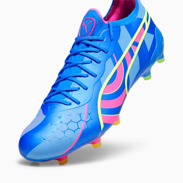 KING ULTIMATE ENERGY Firm Ground/Artificial Ground Men's Soccer Cleats, Ultra Blue-Luminous Pink-Luminous Blue, extralarge