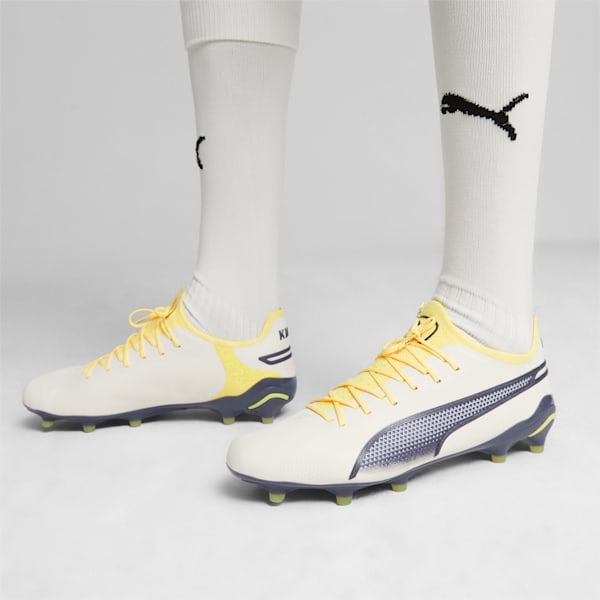 King Ultimate FG/AG Unisex Football Boots, Alpine Snow-Asphalt-Yellow Blaze, extralarge-AUS
