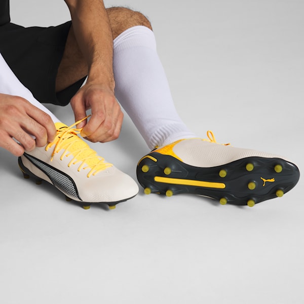 King Ultimate FG/AG Men's Soccer Cleats, Alpine Snow-Asphalt-Yellow Blaze, extralarge