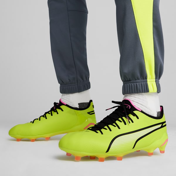 King Ultimate FG/AG Unisex Football Boots, Electric Lime-PUMA Black-Poison Pink, extralarge-IND