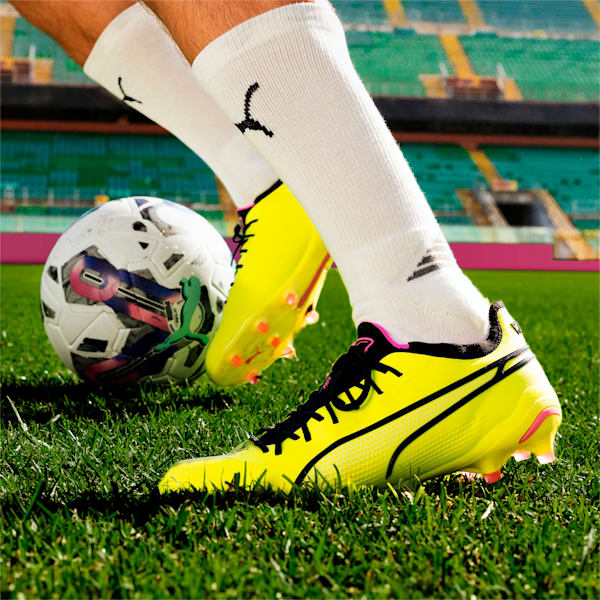 Tacos de fútbol KING ULTIMATE FG/AG, Electric Lime-PUMA Black-Poison Pink, extralarge