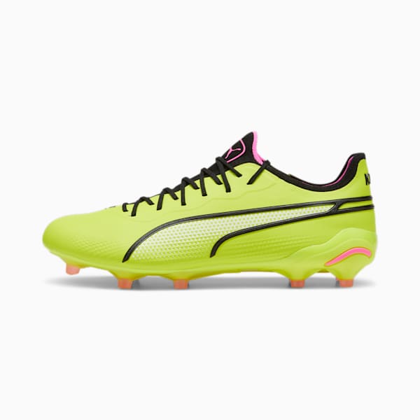 KING ULTIMATE FG/AG Men's Soccer Cleats, Electric Lime-PUMA Black-Poison Pink, extralarge