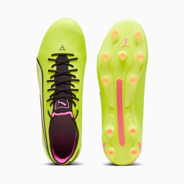 KING ULTIMATE Firm Ground/Artificial Ground Men's Soccer Cleats, Electric Lime-PUMA Black-Poison Pink, extralarge