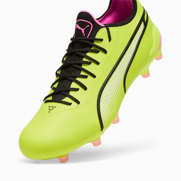 KING ULTIMATE Firm Ground/Artificial Ground Men's Soccer Cleats, Electric Lime-PUMA Black-Poison Pink, extralarge