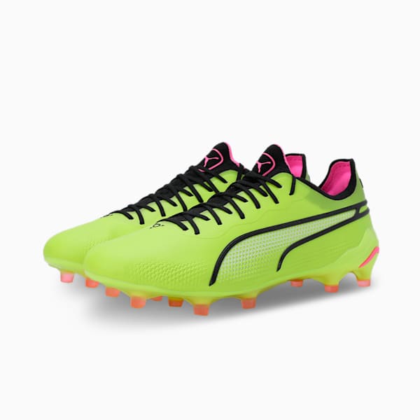 KING ULTIMATE FG/AG Women's Football Boots, Electric Lime-PUMA Black-Poison Pink, extralarge-IND