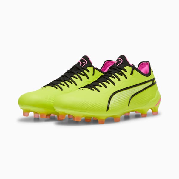 ウィメンズ プーマ キング アルティメット FG/AG サッカースパイク, Electric Lime-PUMA Black-Poison Pink, extralarge-JPN