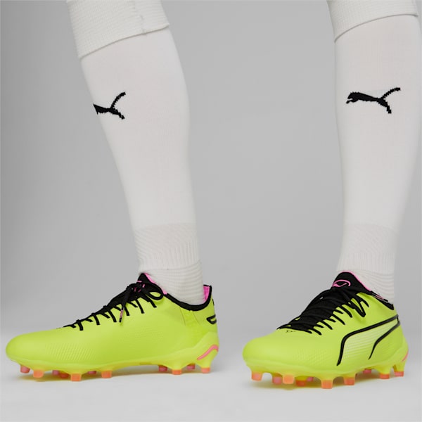 KING ULTIMATE FG/AG Women's Football Boots, Electric Lime-PUMA Black-Poison Pink, extralarge-IND