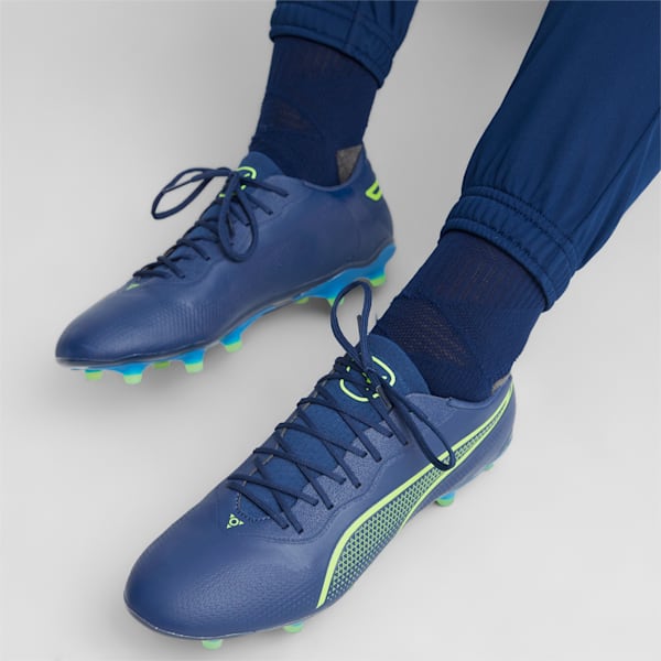 KING PRO FG/AG Men's Soccer Cleats, Persian Blue-Pro Green-Ultra Blue, extralarge
