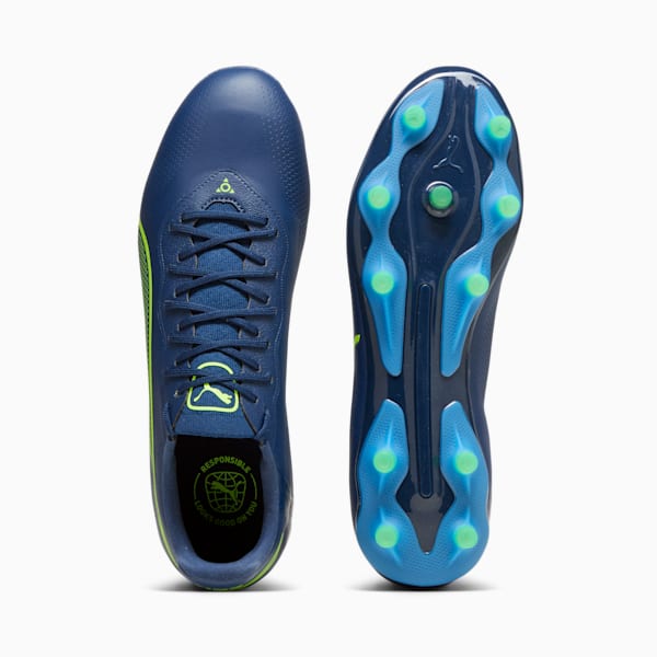 KING PRO FG/AG Men's Soccer Cleats, Persian Blue-Pro Green-Ultra Blue, extralarge