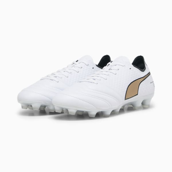 メンズ プーマ キング ミライ アルティメット KB HG サッカー スパイク, PUMA White-PUMA Black-Matte Puma Gold, extralarge-JPN