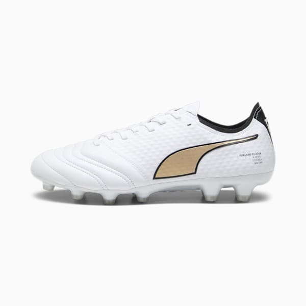 メンズ プーマ キング ミライ アルティメット KB HG サッカー スパイク, PUMA White-PUMA Black-Matte Puma Gold, extralarge-JPN