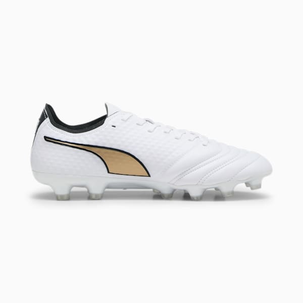 メンズ プーマ キング ミライ アルティメット KB HG サッカー スパイク, PUMA White-PUMA Black-Matte Puma Gold, extralarge-JPN