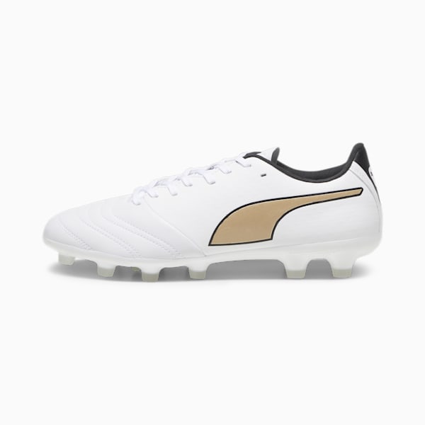 メンズ プーマ キング ミライ プロ KB HG/AG サッカー スパイク, PUMA White-PUMA Black-Matte Puma Gold, extralarge-JPN