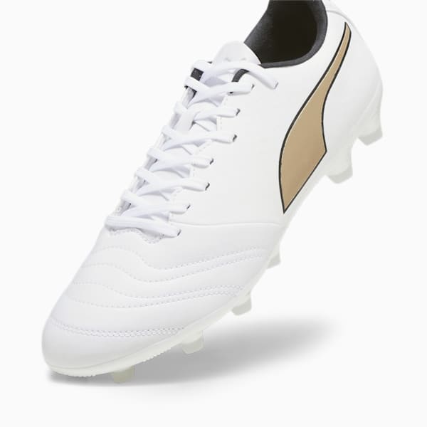 メンズ プーマ キング ミライ プロ KB HG/AG サッカー スパイク, PUMA White-PUMA Black-Matte Puma Gold, extralarge-JPN