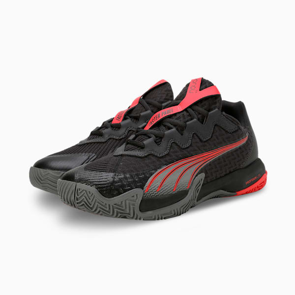NOVA Elite Padel Shoes, Flat Dark Gray-PUMA Black-Flat Medium Gray-Active Red, extralarge-IND