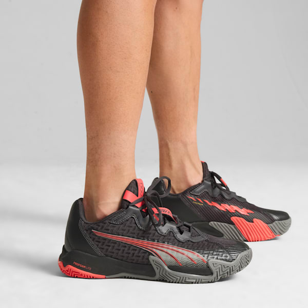 NOVA Elite Padel Shoes, Flat Dark Gray-PUMA Black-Flat Medium Gray-Active Red, extralarge-IND