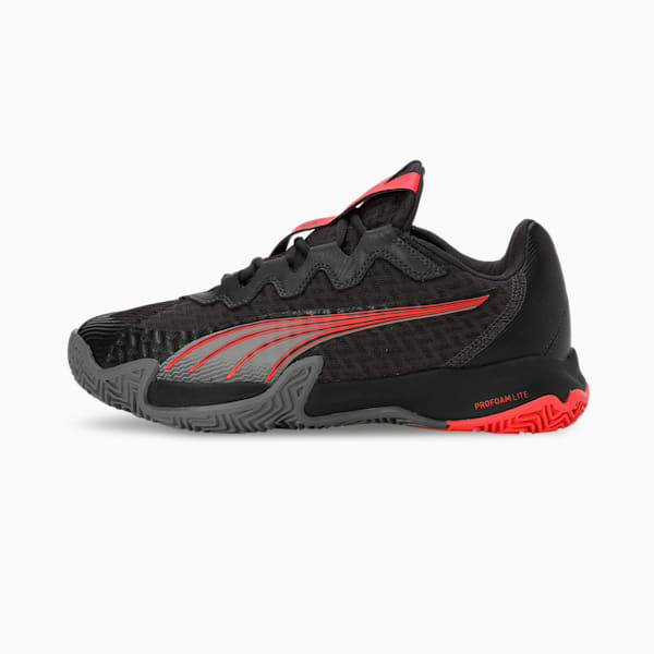NOVA Elite Padel Shoes, Flat Dark Gray-PUMA Black-Flat Medium Gray-Active Red, extralarge-IND