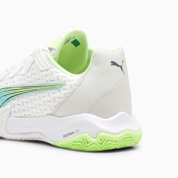 NOVA Elite Court Shoes, PUMA White-Luminous Blue-Fizzy Apple-Shadow Gray, extralarge